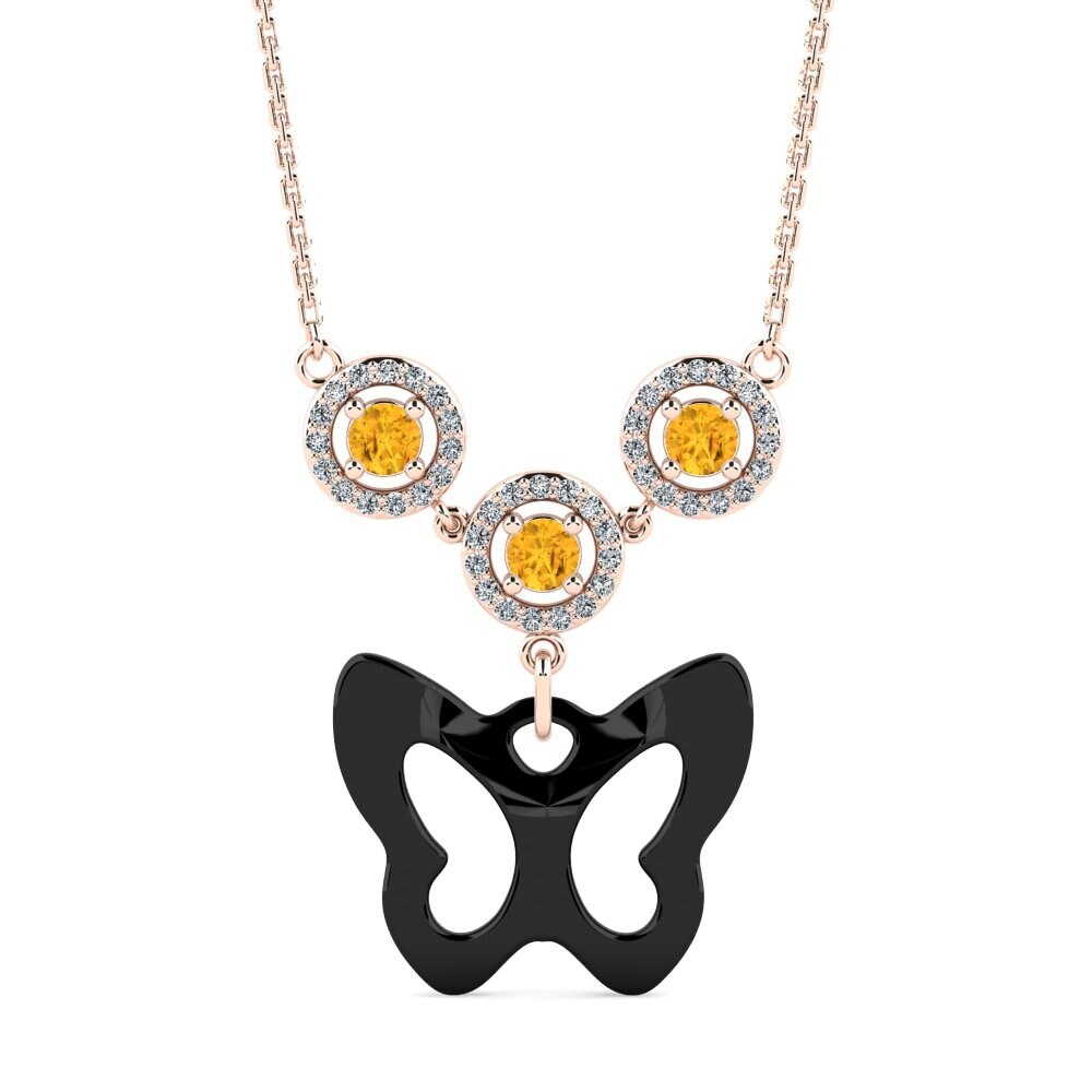 9ct Rose Gold Citrine Women's Necklace Patte