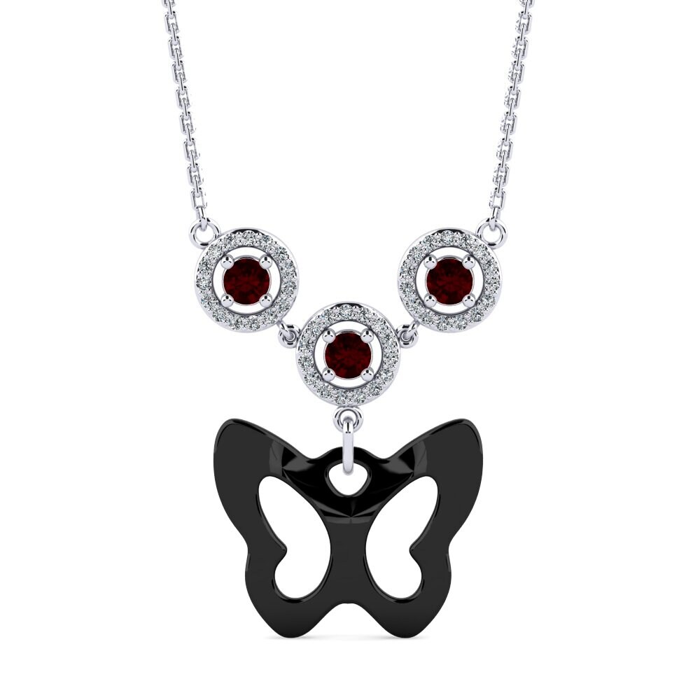 950 Platinum Garnet Women's Necklace Patte