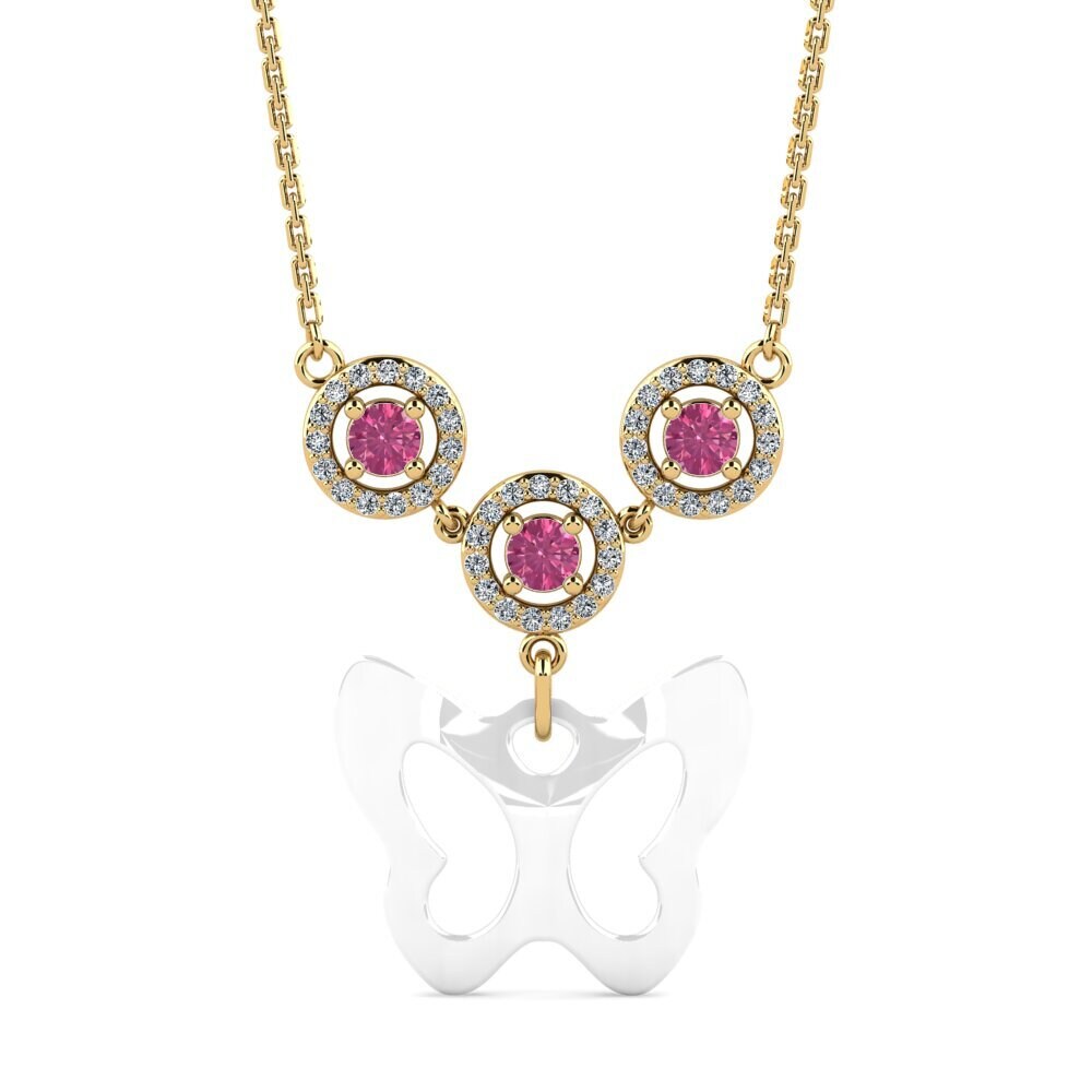 Pink Tourmaline Women's Necklace Patte