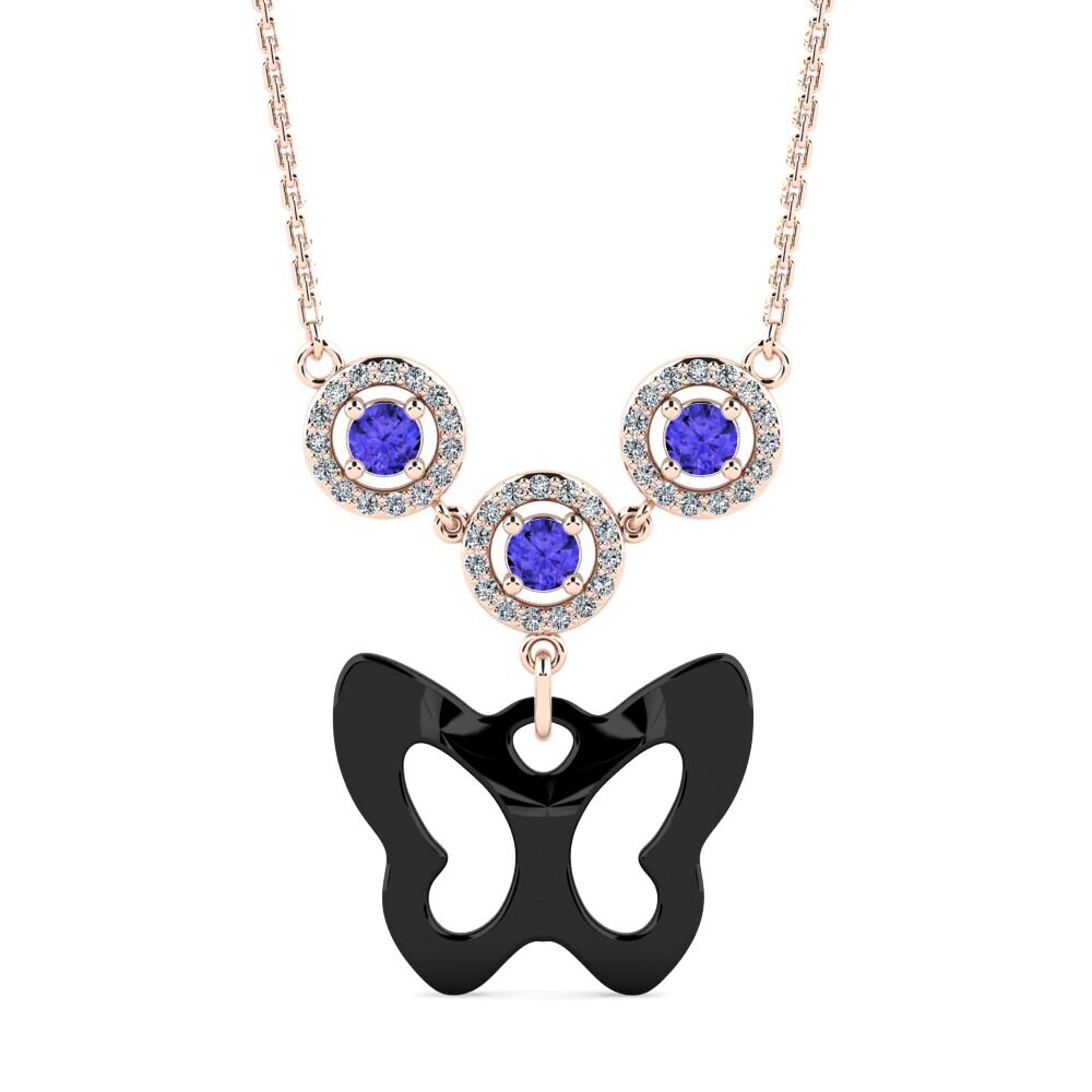 9ct Rose Gold Tanzanite Women's Necklace Patte