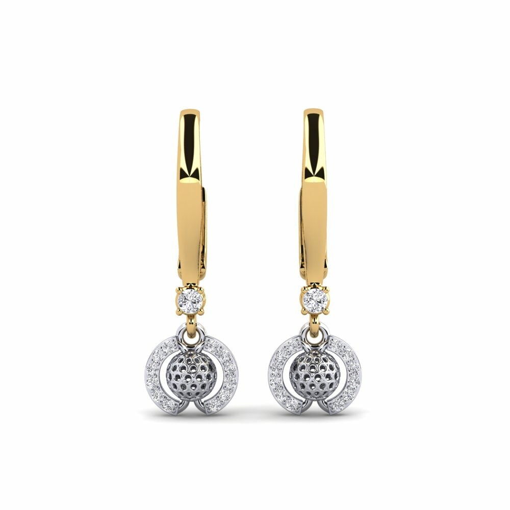 14k Oro Amarillo & Blanco Pendiente de mujer Paupiere