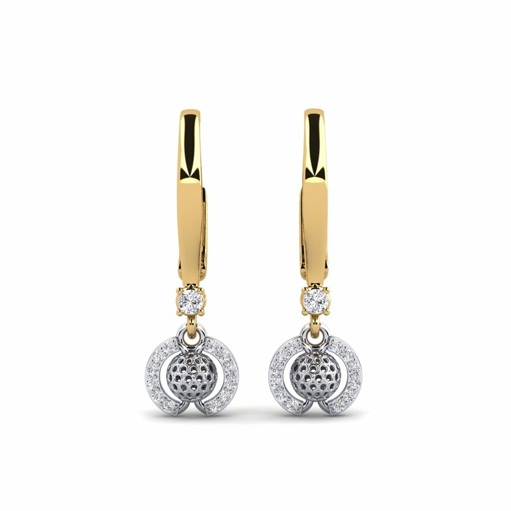 9k Yellow & White Gold Women's Earring Paupiere