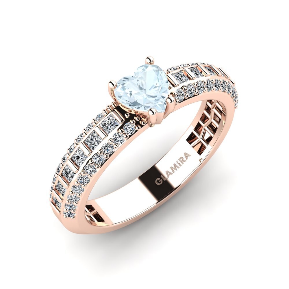 Aquamarine Engagement Ring Pavemu