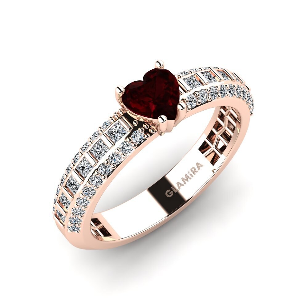 Garnet Engagement Ring Pavemu