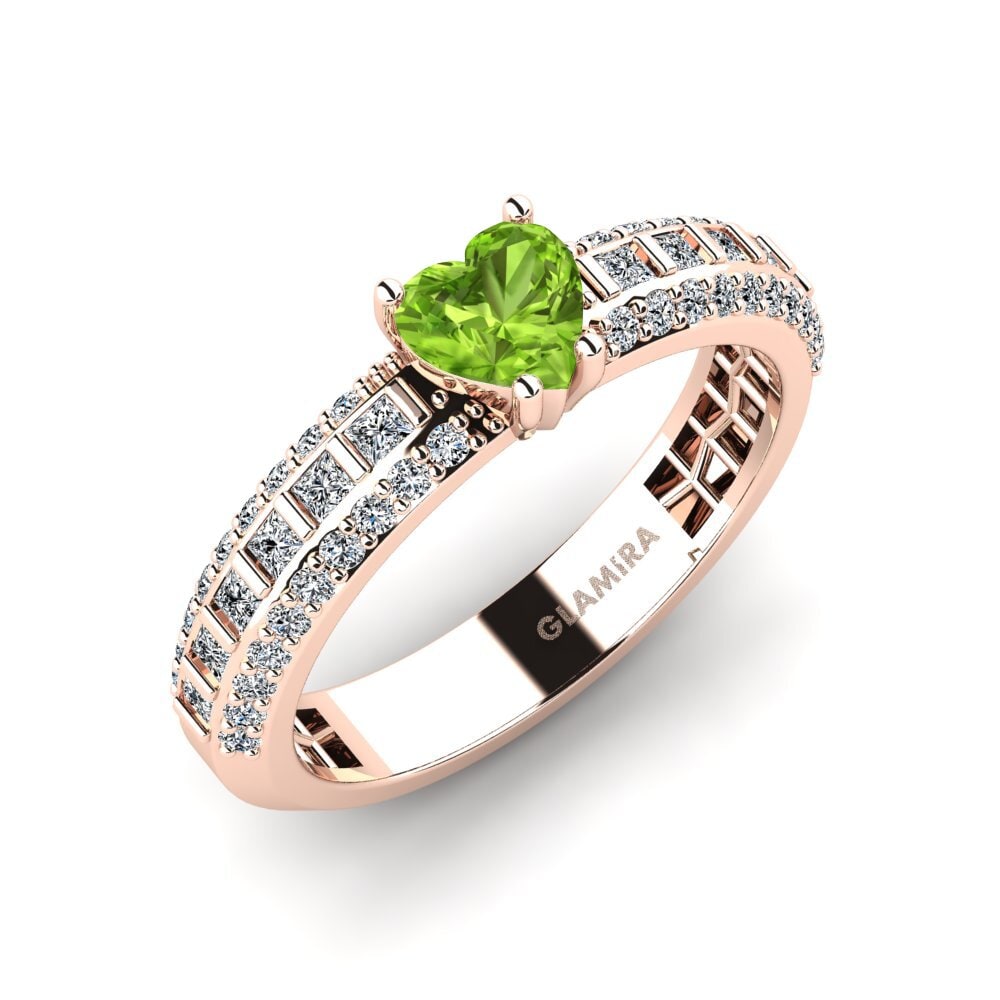 Peridot Engagement Ring Pavemu