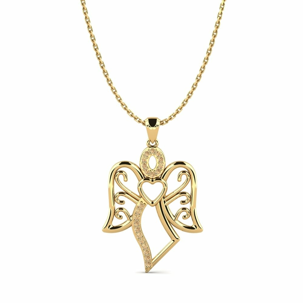 Angel Necklaces GLAMIRA Pendant Pavitra 585 Yellow Gold Brown Diamond