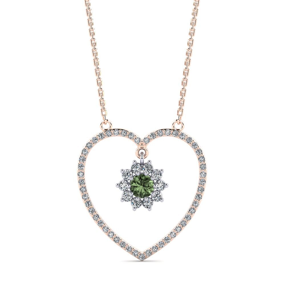18k Oro Rosa & Blanco Zafiro Verde Collar de Mujer Pawnee