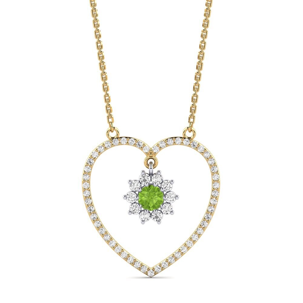 9k Oro Amarillo & Blanco Peridoto Collar de Mujer Pawnee