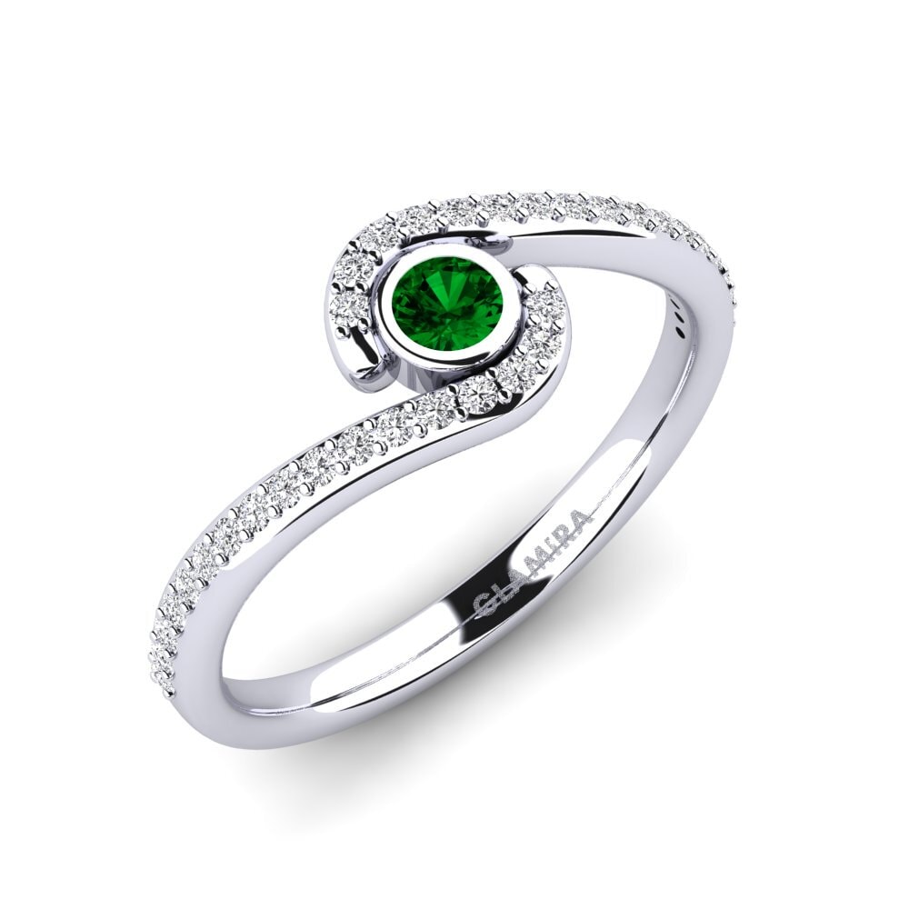 Green Zirconia Engagement Ring Peart