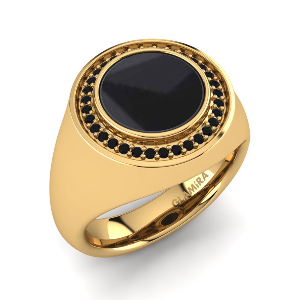 18ct Yellow Gold Black Sapphire Men's Ring Pedro