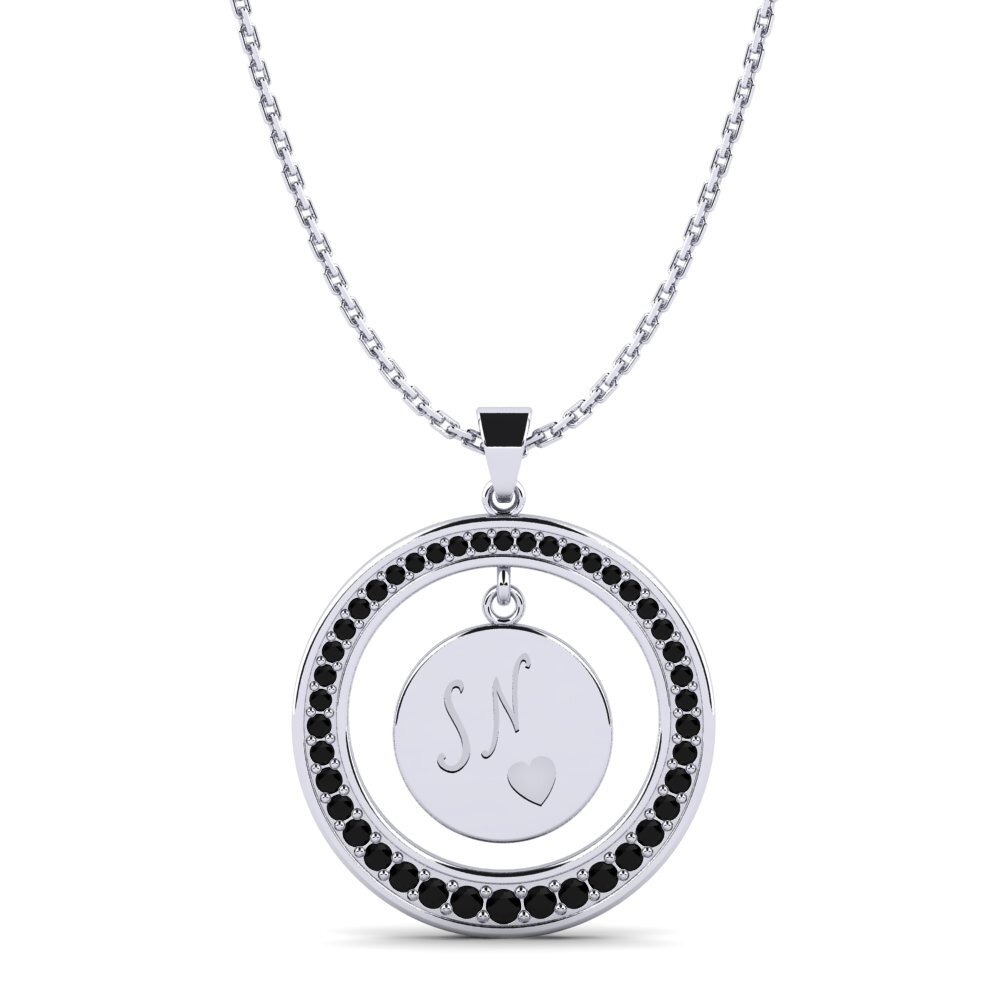 Weiß-Silber Schwarzer Diamant Damen anhänger Pei