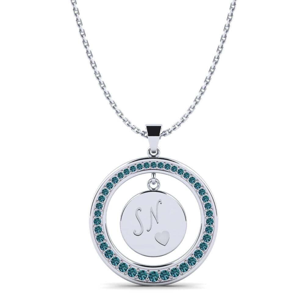 Weiß-Silber Blauer Diamant Damen anhänger Pei