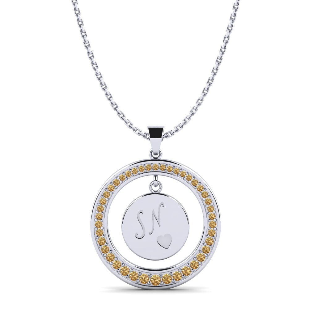 Plata 925 Diamante Marrón Colgante de Mujer Pei