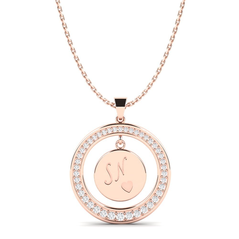 Rotgold 585 Weißer Saphir Damen anhänger Pei