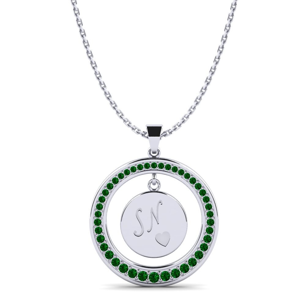 Plata 925 Circonita Verde Colgante de Mujer Pei
