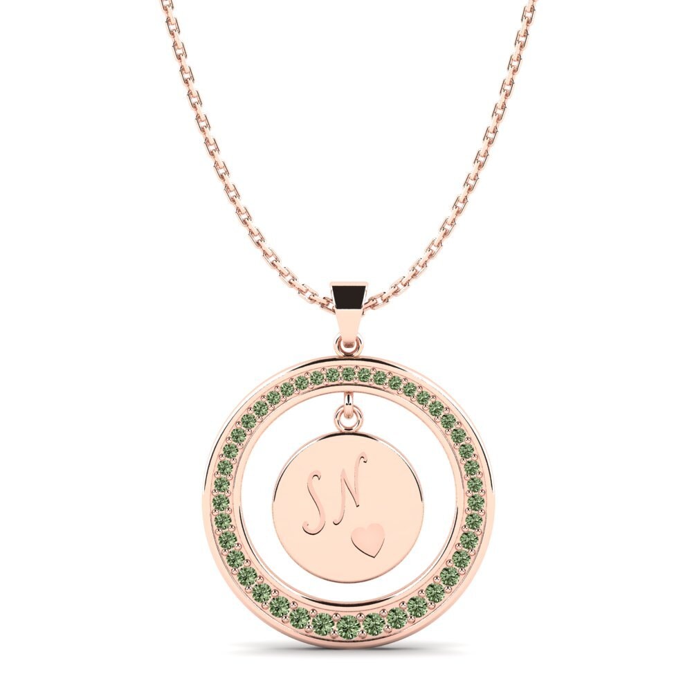 Rotgold 585 Grüner Diamant Damen anhänger Pei
