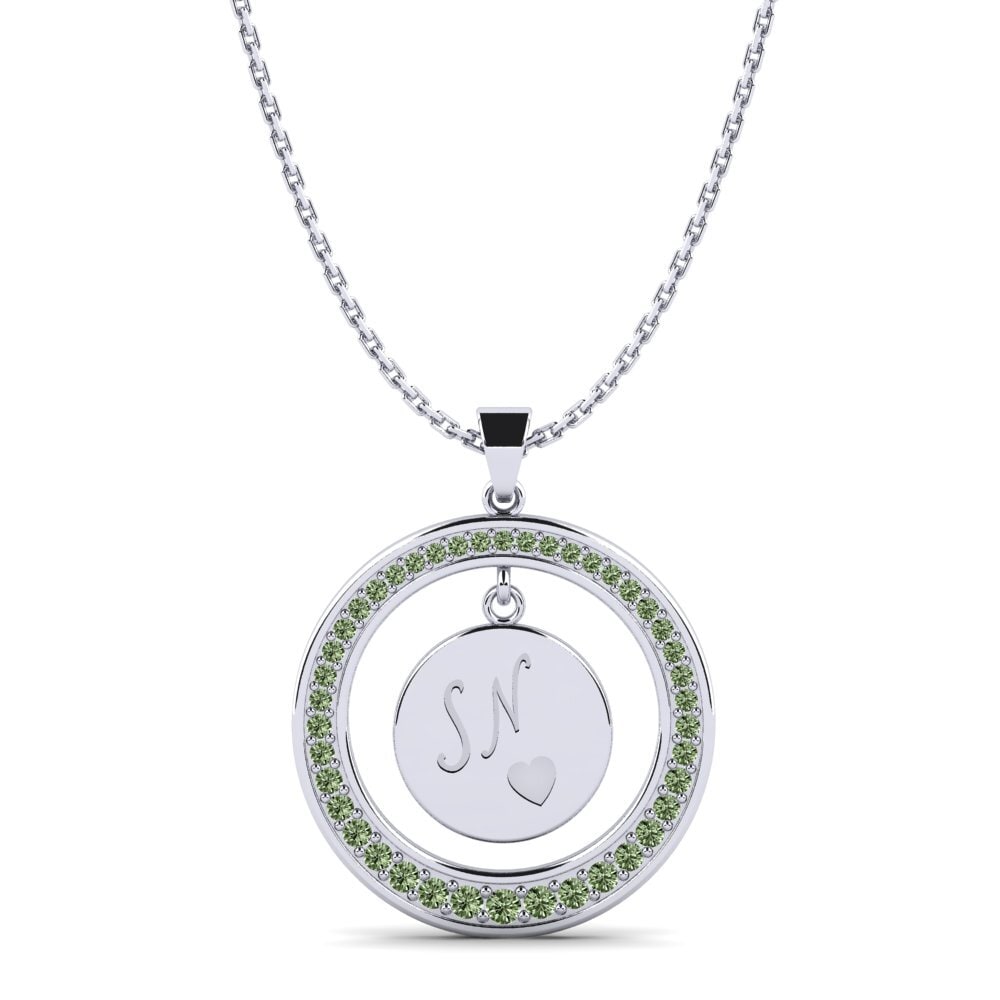 Weiß-Silber Grüner Diamant Damen anhänger Pei