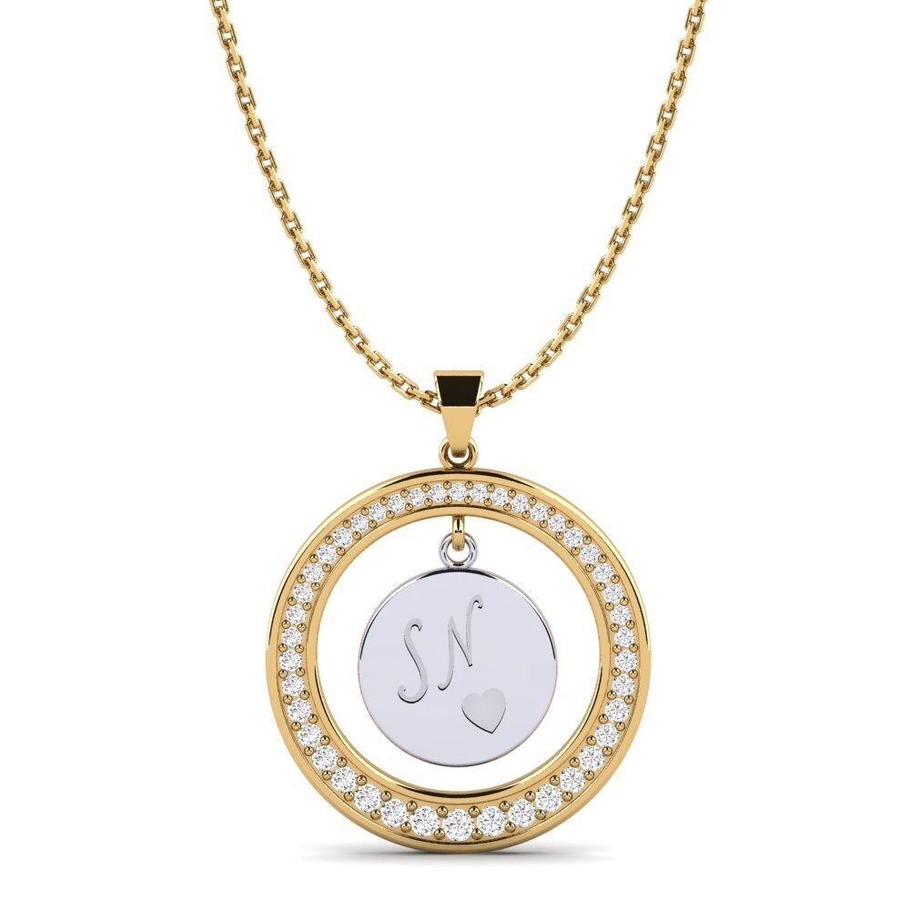 585 Gelb & Weißgold Moissanit Damen anhänger Pei