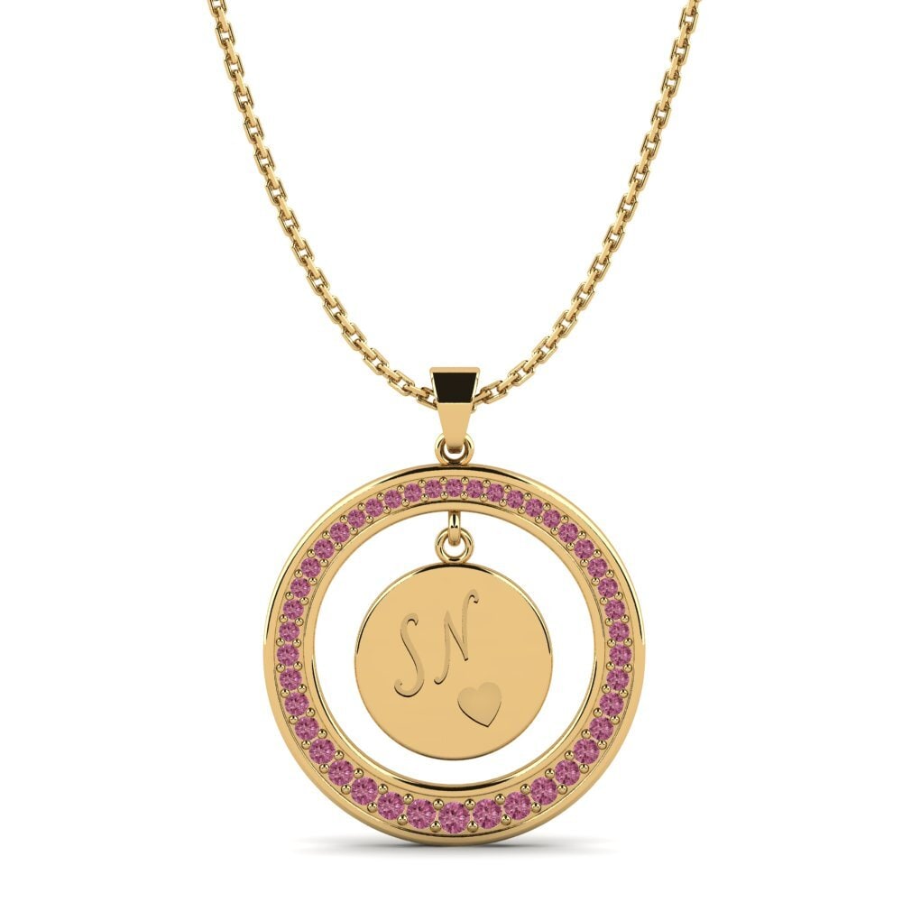 14k Oro Amarillo Granate Rhodolite Colgante de Mujer Pei