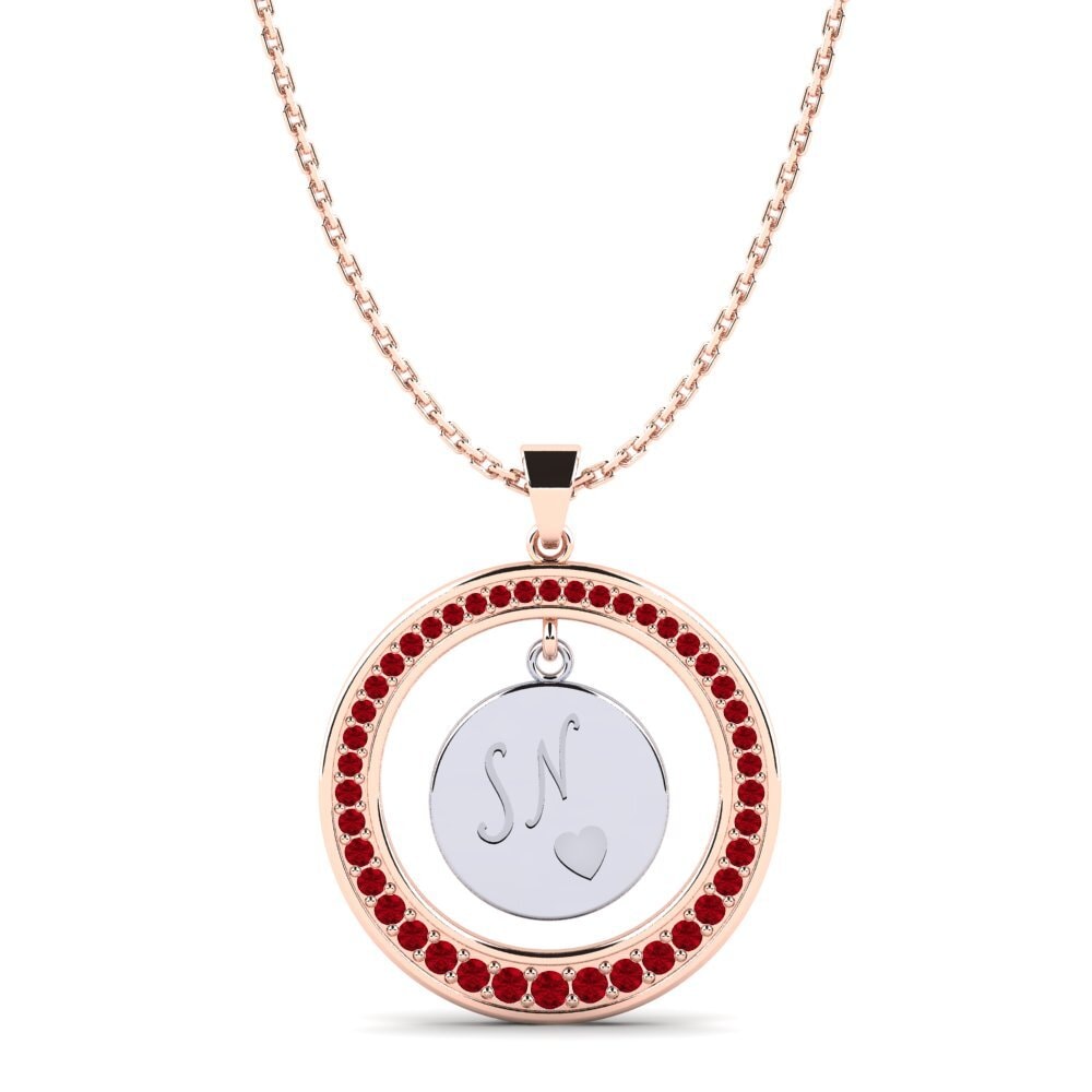 585 Rot & Weißgold Roter Zirkonia Damen anhänger Pei