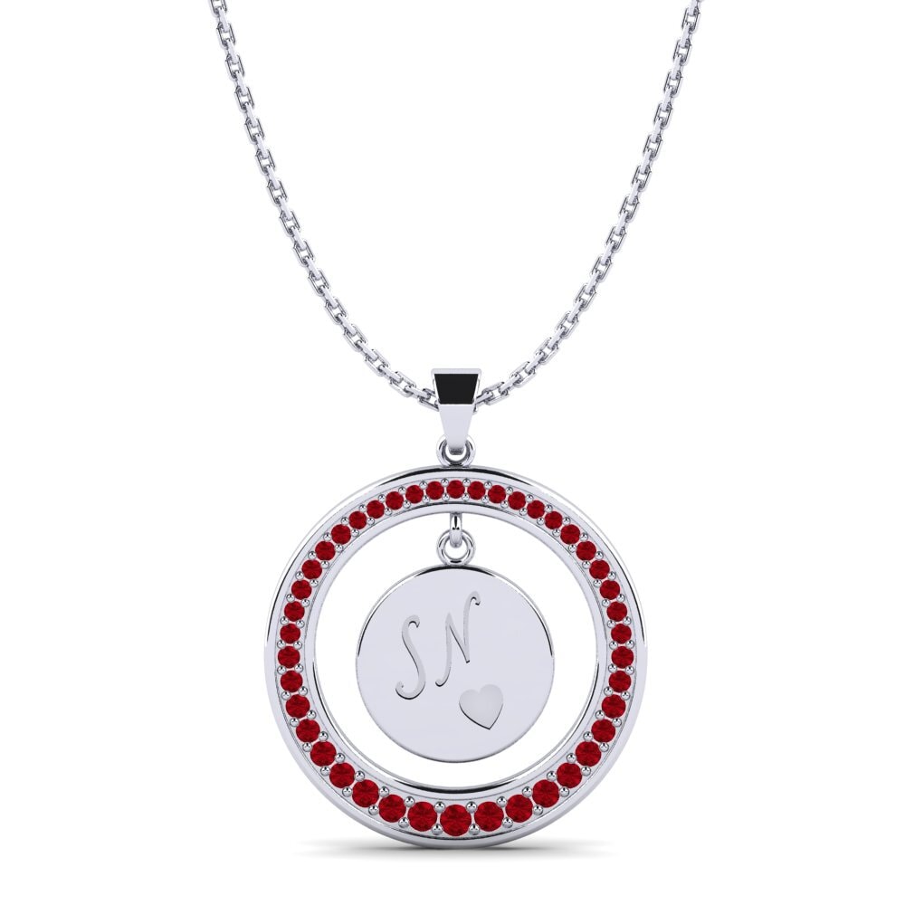 Weiß-Silber Roter Zirkonia Damen anhänger Pei