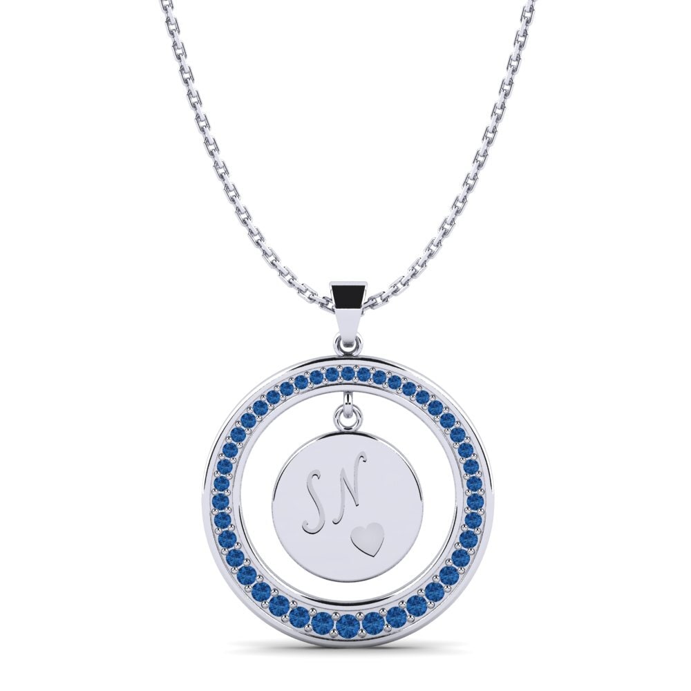 Weiß-Silber Dunkelblauer Zirkonia Damen anhänger Pei