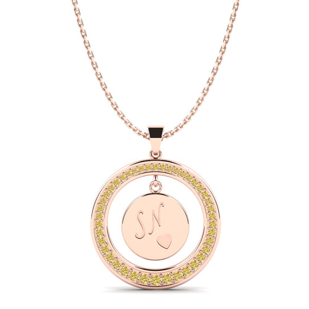 Rotgold 585 Gelber Diamant Damen anhänger Pei