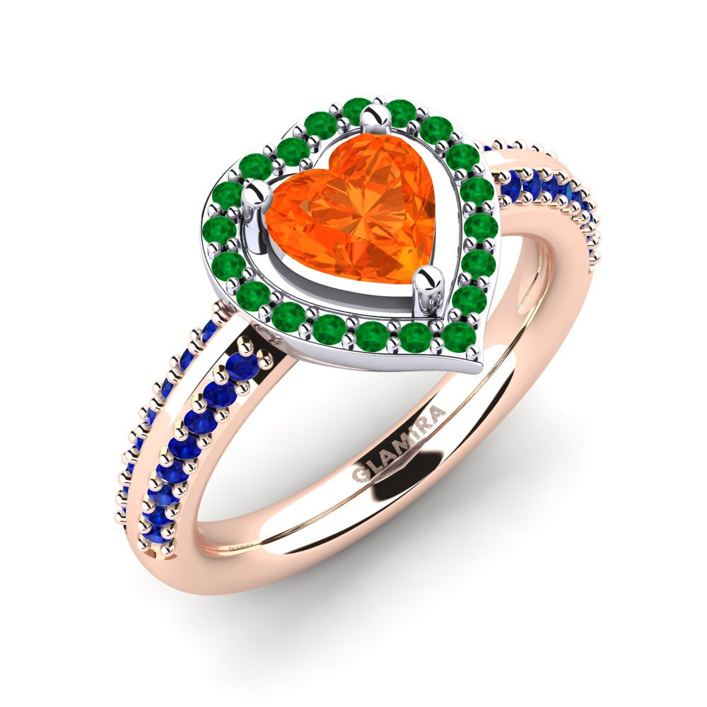 18K Rose & White Gold Fire-Opal Engagement Ring Pemangile