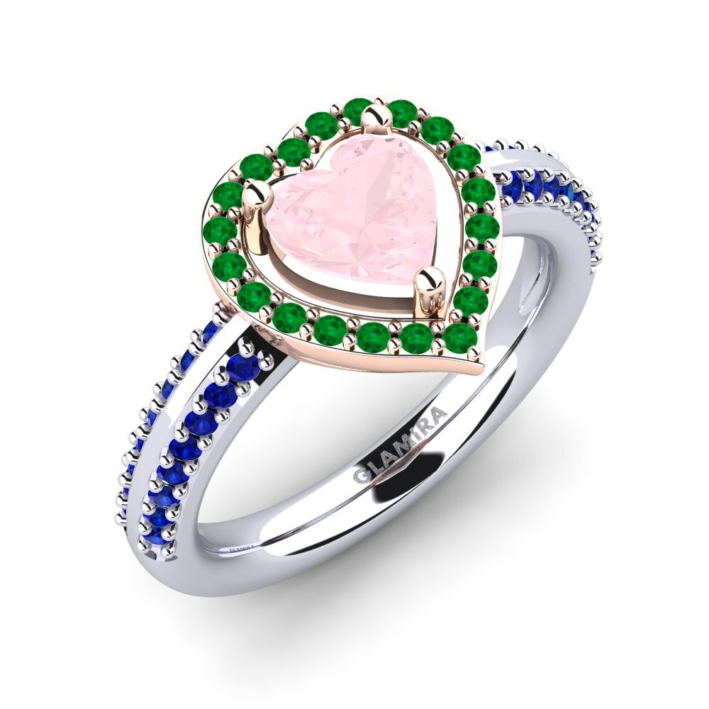 18K White & Rose Gold Rose Quartz Engagement Ring Pemangile