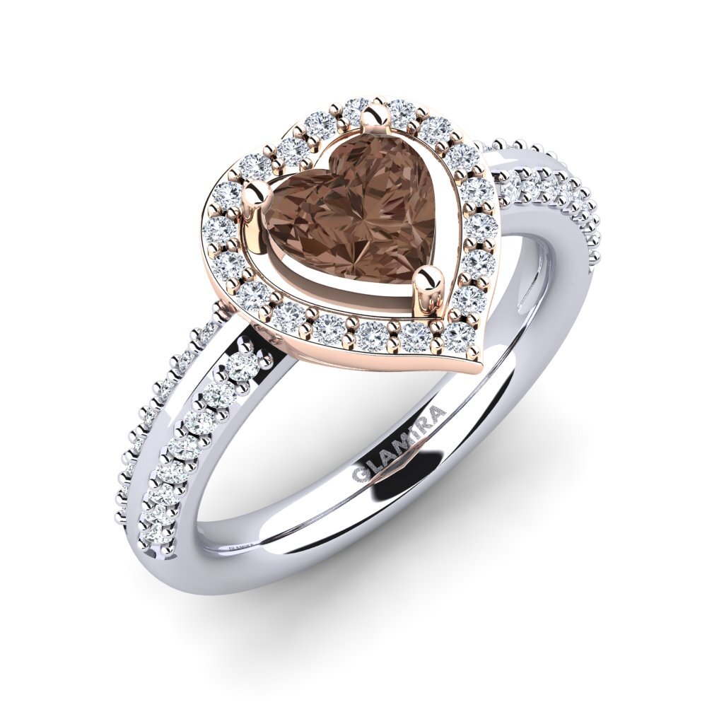 9ct White & Rose Gold Smoky Quartz Engagement Ring Pemangile