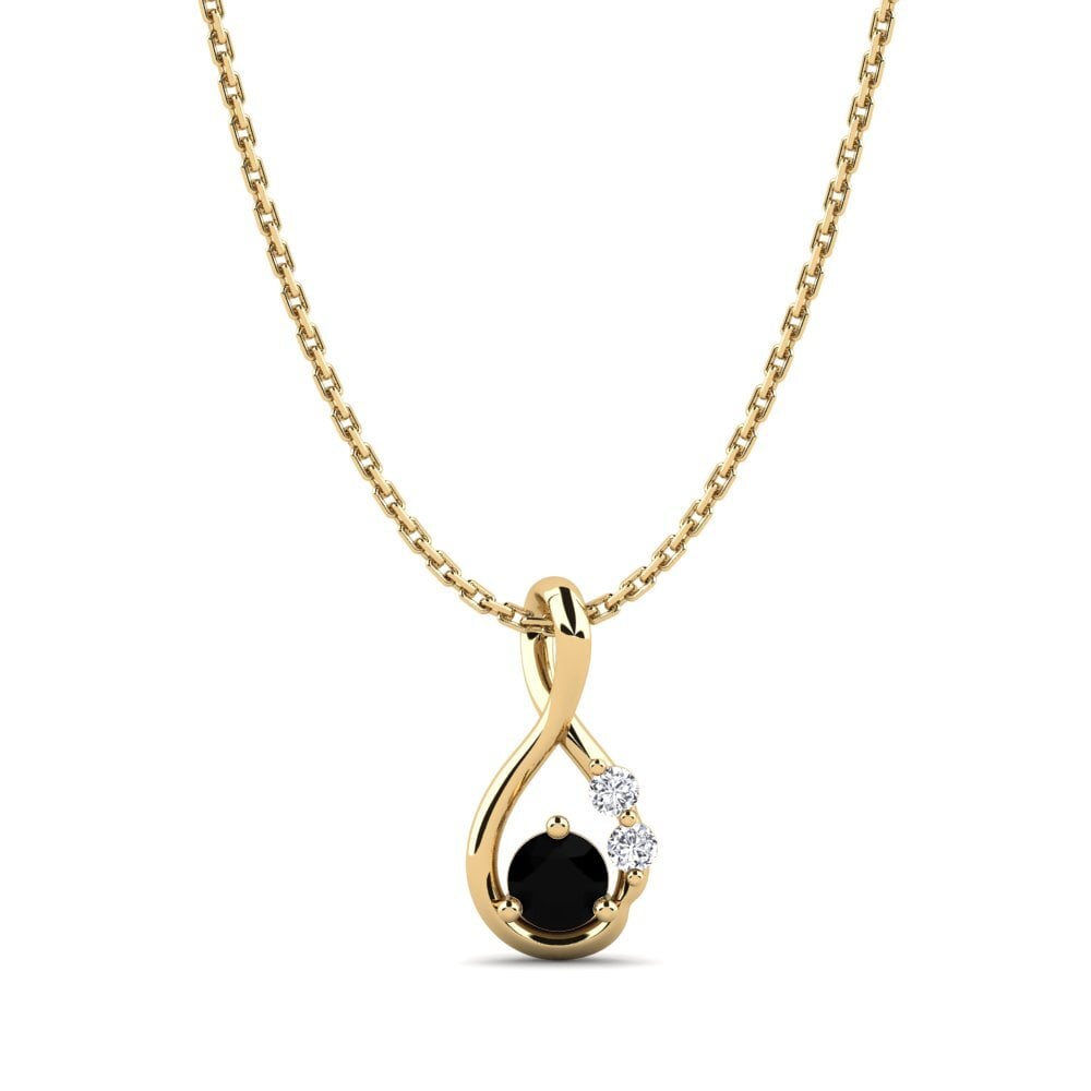 14k Yellow Gold Black Diamond Women's Pendant Dyta