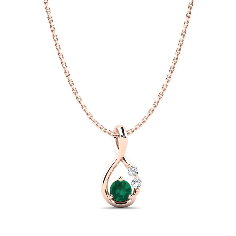 14K Rose Gold Emerald Pendant Dyta