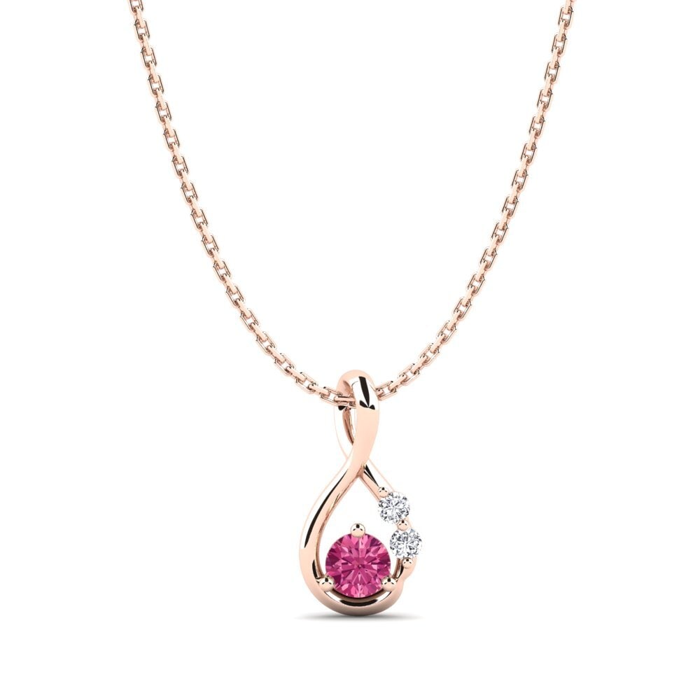14ct Rose Gold Pink Tourmaline Women's Pendant Dyta