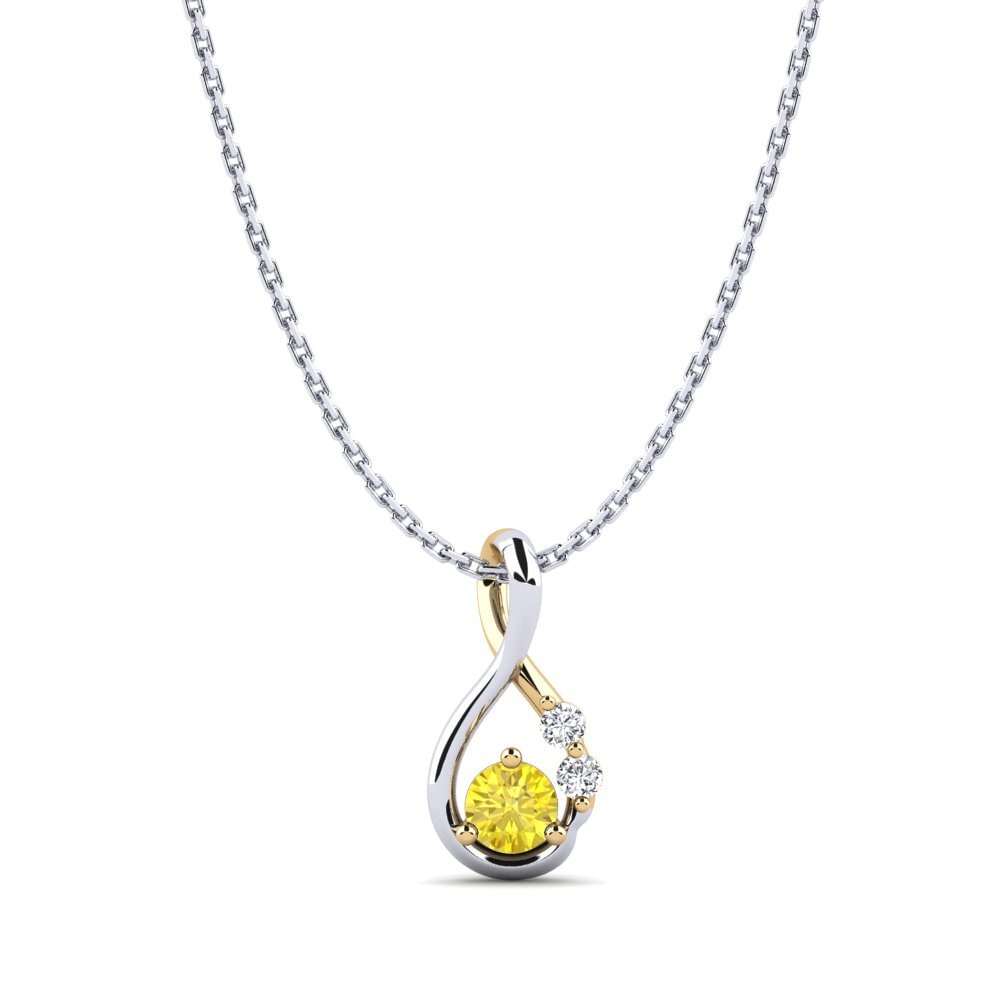 14ct White & Yellow Gold Yellow Sapphire Women's Pendant Dyta