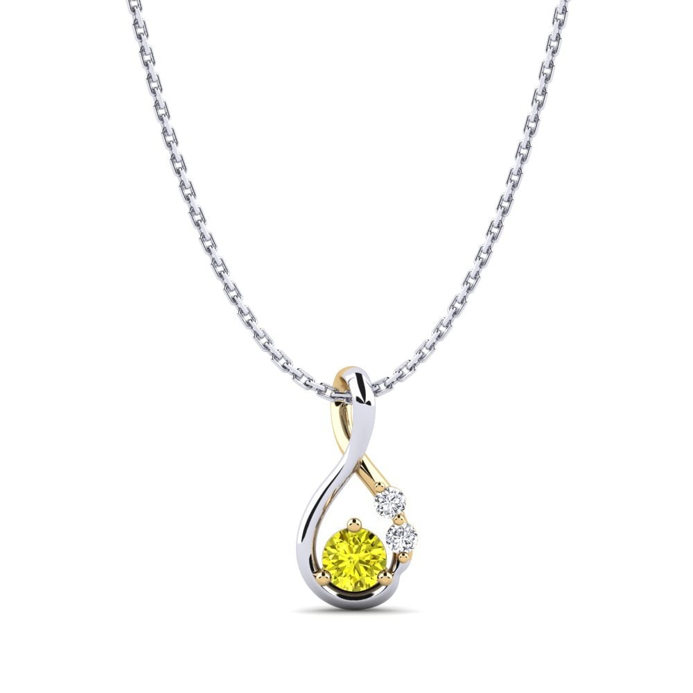 Vàng Trắng-Vàng 18K Kim Cương Vàng Mặt dây chuyền nữ Dyta