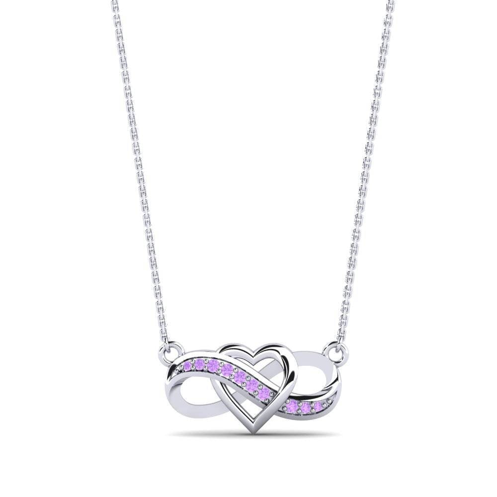 925 Prata de lei Ametista Pingente Feminino Elsie