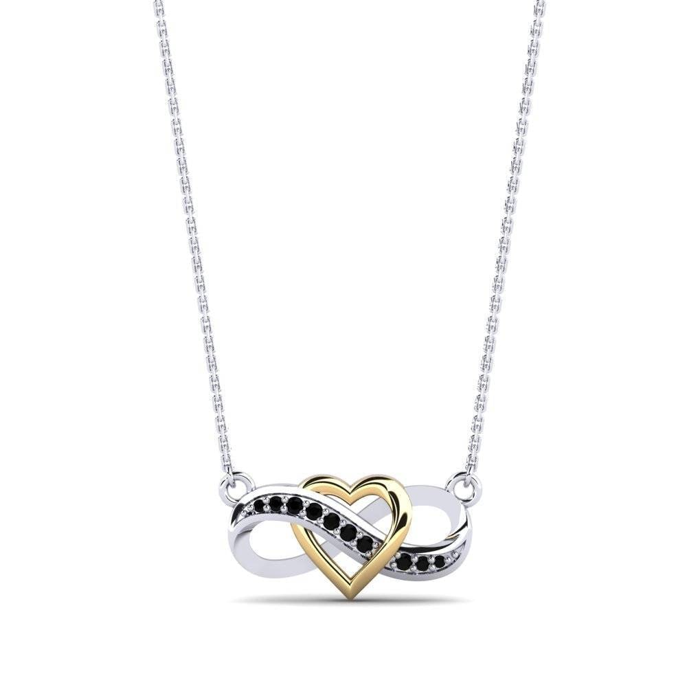 14ct White & Yellow Gold Black Sapphire Women's Necklace Elsie