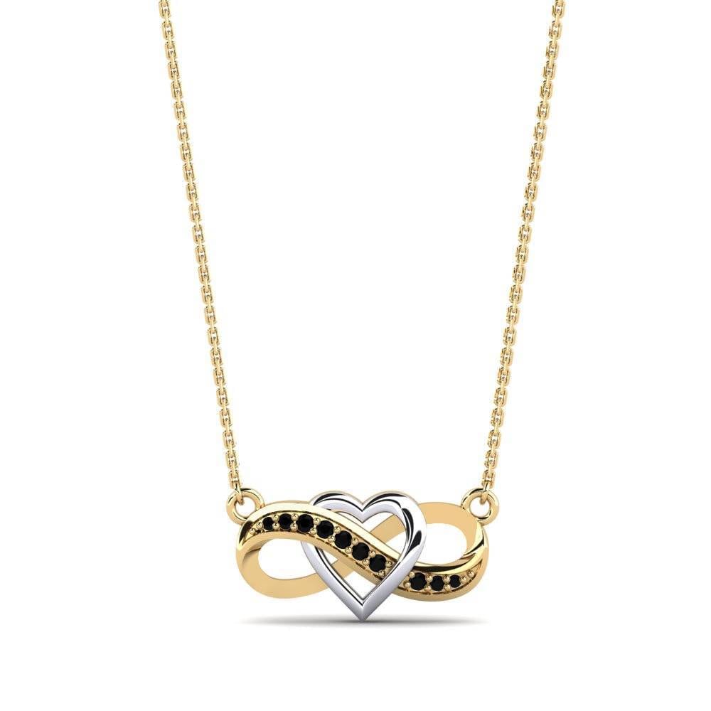14ct Yellow & White Gold Black Sapphire Women's Necklace Elsie