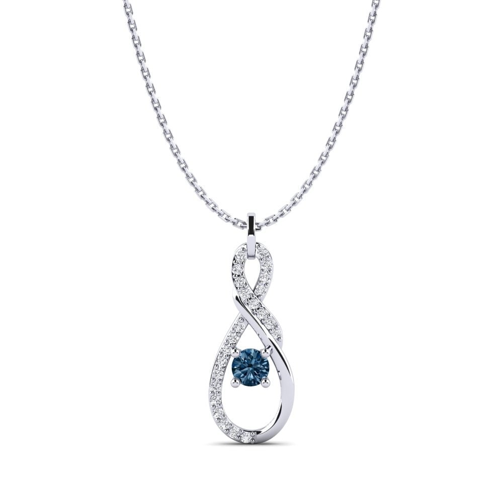 950 Platin Blauer Diamant Damen anhänger Griselda