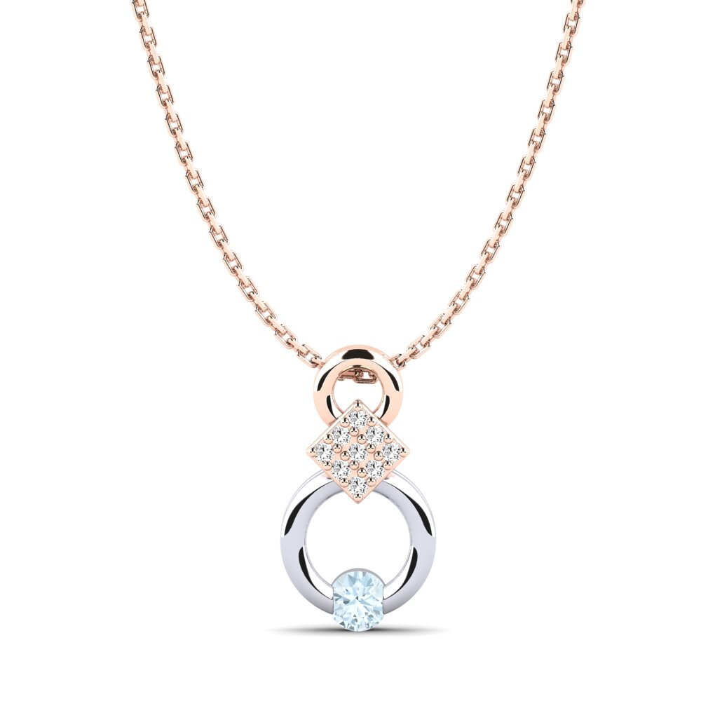 18k Oro Rosa & Blanco Aguamarina Colgante de Mujer Nousha