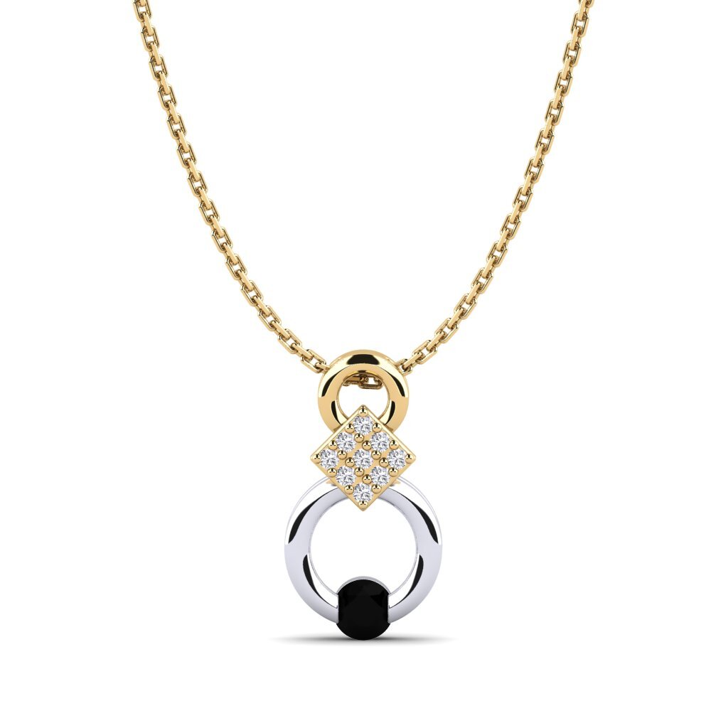 14ct Yellow & White Gold Black Sapphire Women's Pendant Nousha