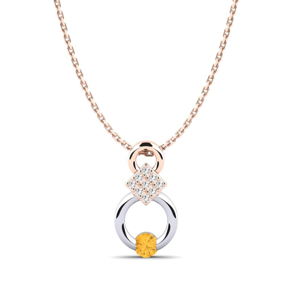 18k Oro Rosa & Blanco Citrino Colgante de Mujer Nousha