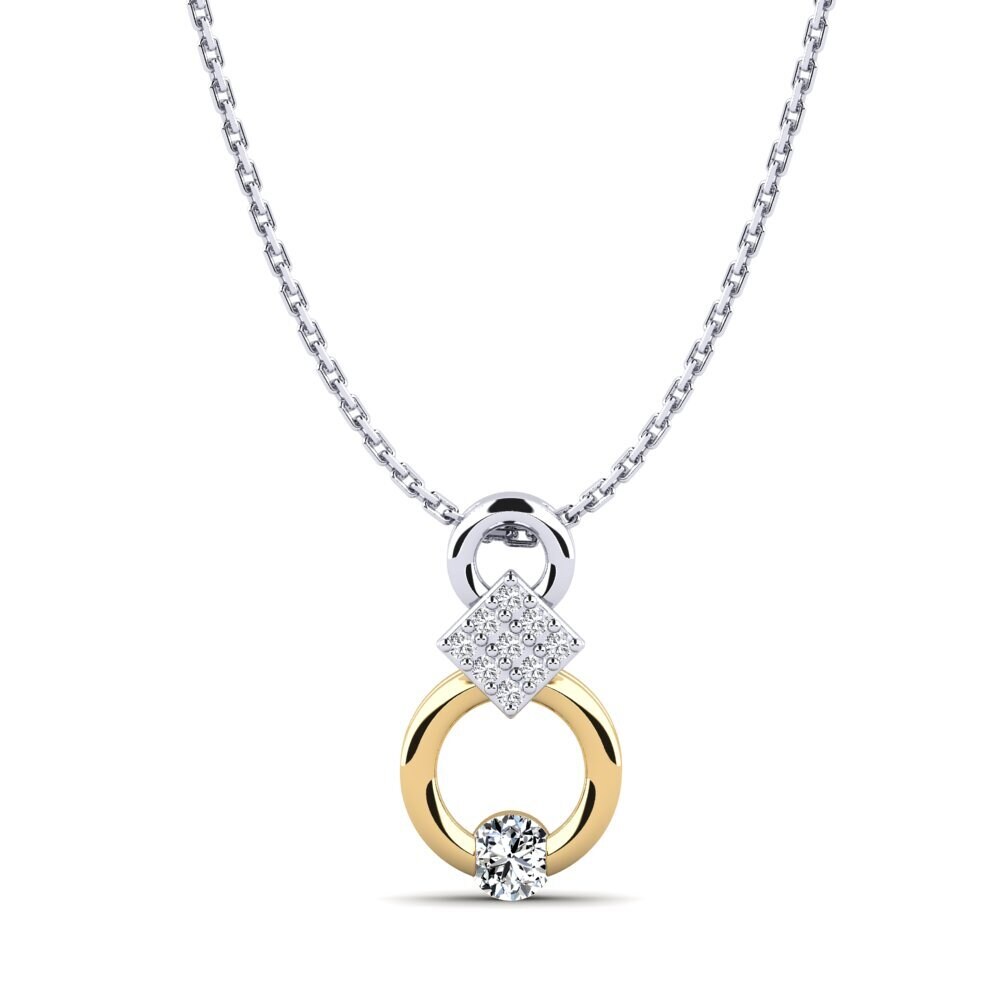18k Oro Blanco & Amarillo Circonita Colgante de Mujer Nousha