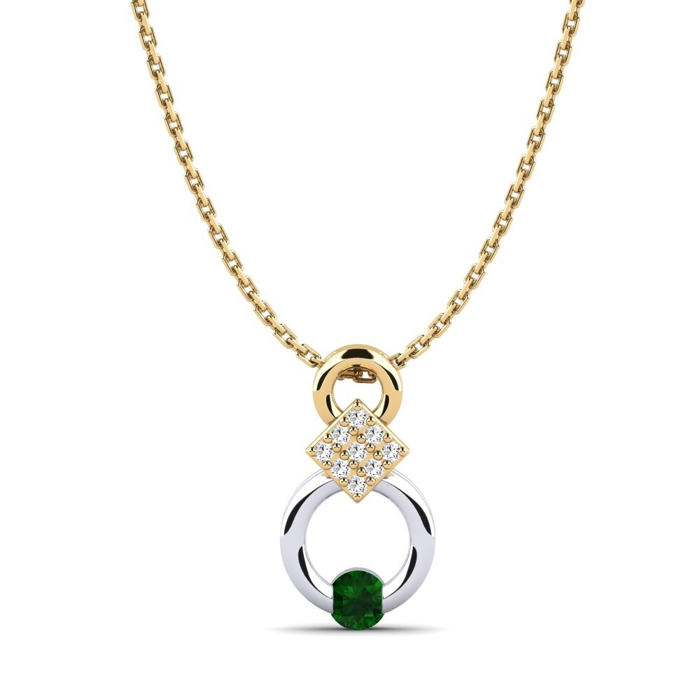 14k Oro Amarillo & Blanco Turmalina verde Colgante de Mujer Nousha