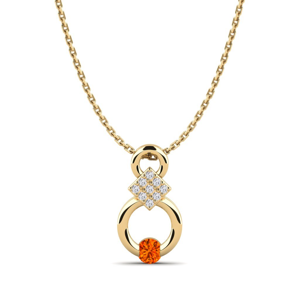 Or Jaune 9k Saphir orange Pendentif pour femme Nousha