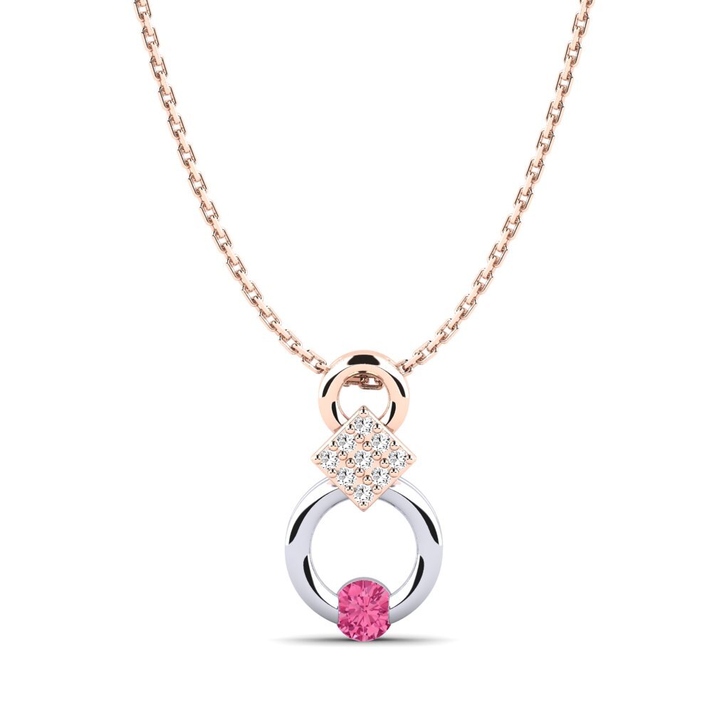 9k Oro Rosa & Blanco Turmalina rosa Colgante de Mujer Nousha
