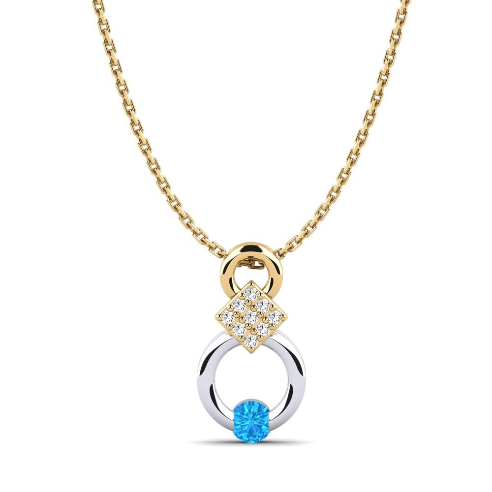 9k Oro Amarillo & Blanco Topacio azul Colgante de Mujer Nousha