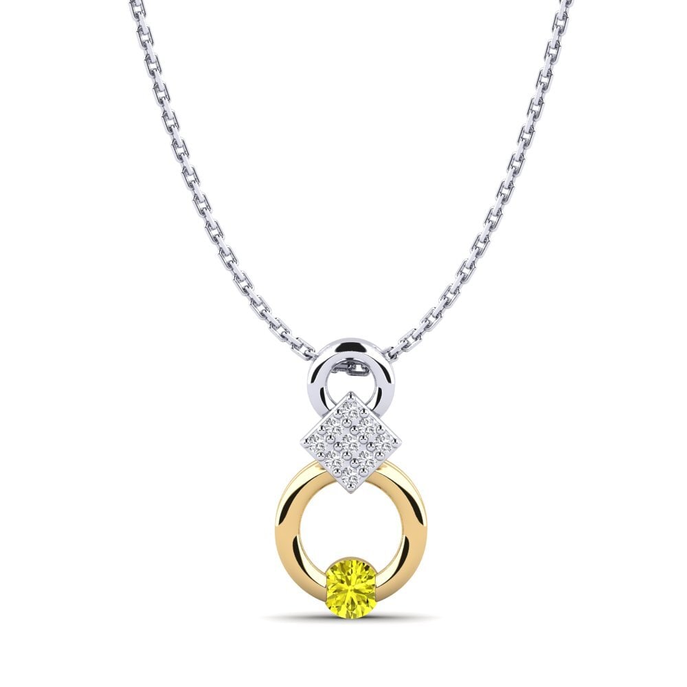 Vàng Trắng-Vàng 18K Kim Cương Vàng Mặt dây chuyền nữ Nousha