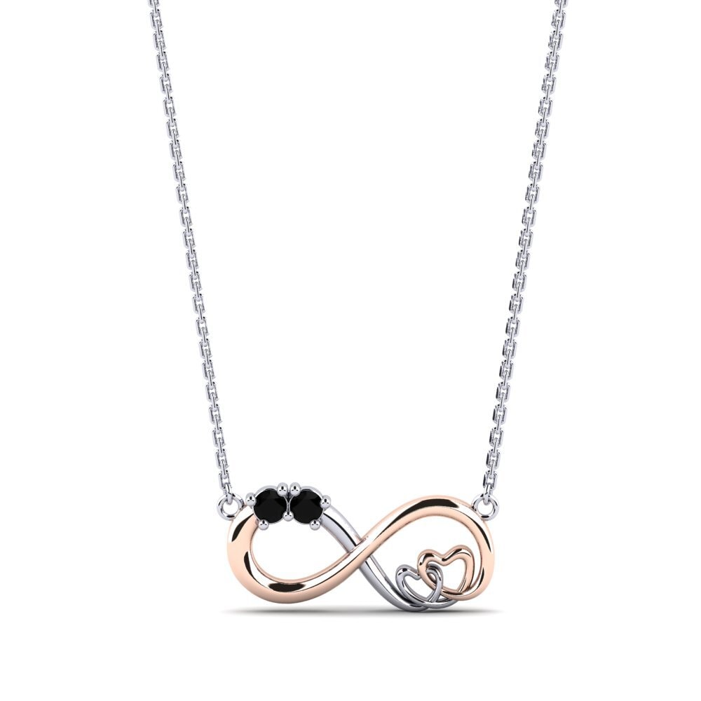 14ct White & Rose Gold Black Sapphire Women's Necklace Rada