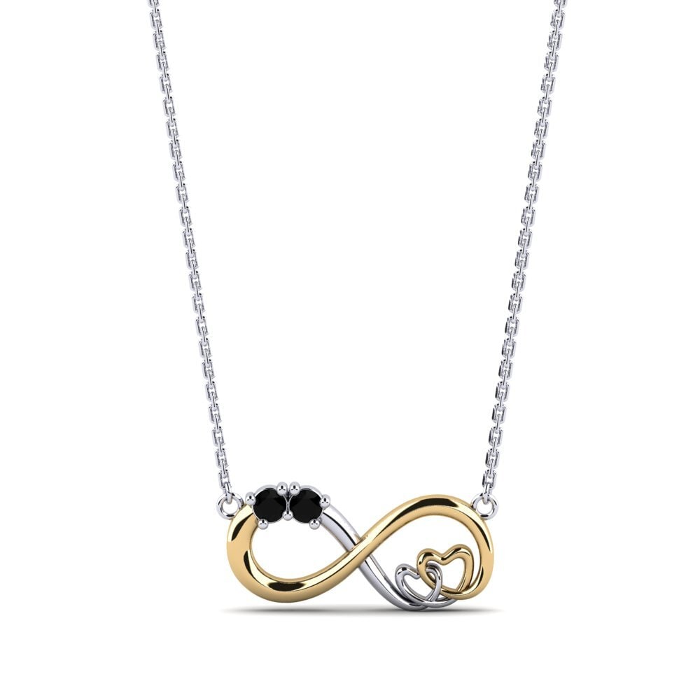 14ct White & Yellow Gold Black Sapphire Women's Necklace Rada